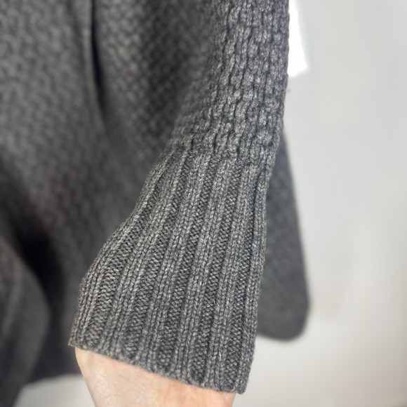 Athleta Women's Medium Charcoal Gray Wool Yak Hair Shawl Collar Cardigan Sweater - Picture 6 of 10